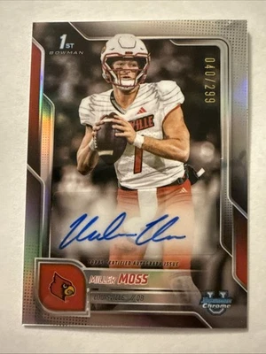 Miller Moss 2025 Bowman Chrome University 1st Auto Refractor #/299 Louisville QB - Image 1 of 4