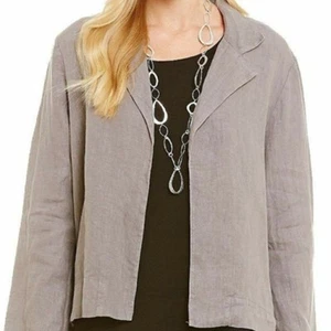 Bryn Walker Lewis Linen Collared Open Front Jacket Tan Women's Size XL - Picture 1 of 8