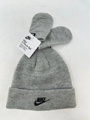 Conjunto de gorro y guante/centro Nike para niños (9968) - Talla: 12/24, gris calor, D2 (B905T) Foto 1 de 3
