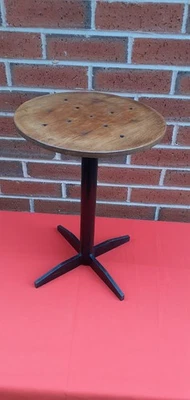 VINTAGE  METAL & WOOD  INDUSTRIAL STOOL - Image 1 of 4