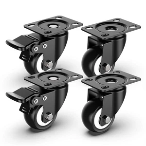 2 "Heavy Duty Swivel Caster Wheels with Brake 600lb Capacity Set of 4 (2 brakes) - Picture 1 of 8