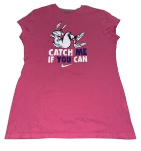 Nike Running Shirt Girl’s XL Pink Catch Me If You Can Rabbit Short Sleeve - Picture 1 of 7