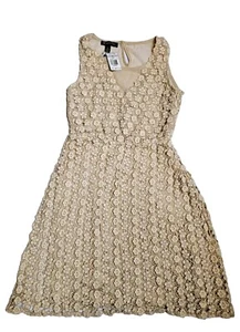 Bohemian Crochet Lace Chemise Dress Ecru Neutral Dress NWOT Women's Sz 0 Easter - Picture 1 of 10