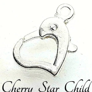 2 x Silver pl heart lobster clasp findings jewellery Sydney seller 2pcs - Foto 1 di 2