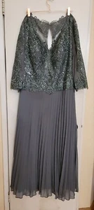 jjs house dress 16 Steel Gray Maxi Pleated Skirt - Picture 1 of 8