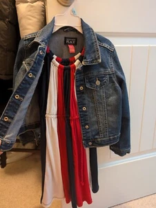 Girls Red White Blue American Dress & Denim Jacket, Both 5T - Picture 1 of 8
