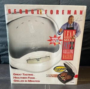 NEW George Foreman Lean Mean Fat Reducing Grilling Machine GR10ABW W/ Bun Warmer - Picture 1 of 6