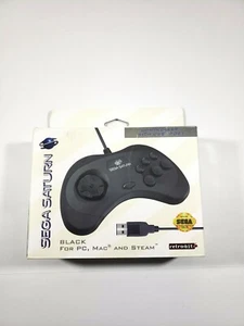 Retro-Bit Official Sega Saturn Controller Pad Original Port Black - Picture 1 of 3