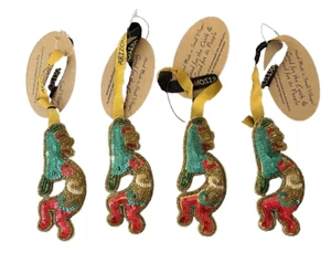 NEU 4 Southwestern Weihnachtsschmuck Perlen Pailletten Stoff Kokopelli handgefertigt - Bild 1 von 4
