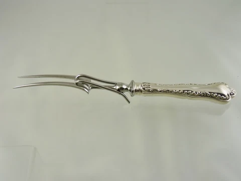 LOUIS XV 1914 CARVING FORK Large with KNIFE GUARD BY BIRKS Cover