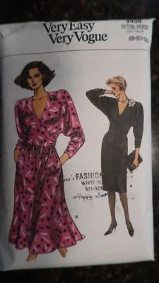 Vogue 9458 Very Easy Vogue Misses Dress Original 1986 Pattern sz 8-10-12 Cut   - Image 1 of 3