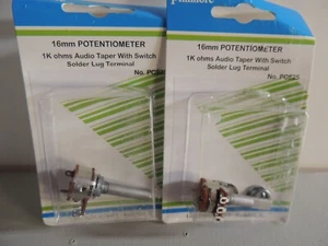 2pcs 1K Audio16mm Potentiometer on/off switch solder lugs Philmore PC825 - Picture 1 of 5