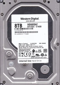 WD80EDAZ-11CEWB0 s/n: RD0U JUN / 2024 R/N: 3VAHA2 8TB SATA 3.5" Western Digital - Picture 1 of 5