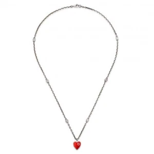 Gucci Interlocking G Red Enamel Heart Necklace YBB64554500100U - Bild 1 von 1
