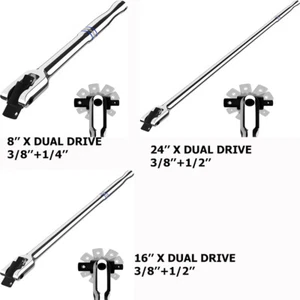 WORKPRO 1/4" 3/8" 1/2" Dual Drive Breaker Bar Heavy Duty 8"/16"/24" Breaker Bars - Picture 1 of 14