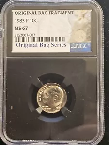 1983-P NGC MS67 Roosevelt Dime Original Bag Fragment Series - Picture 1 of 2