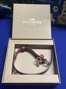 Coach Dog Pet Boxed Small Collar Signature Canvas Brown/Black/Red Apple - Picture 1 of 7