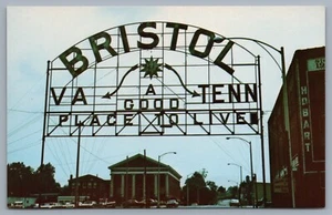 Tarjeta postal de bienvenida de Bristol VA.-TENN Middle Of The State de 1970 vista rara - Imagen 1 de 2