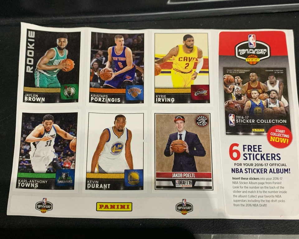 2016-17 Panini Sticker Collection UNCUT PROMOTIONAL SHEET Durant JAYLEN BROWN rc - Image 1 of 1