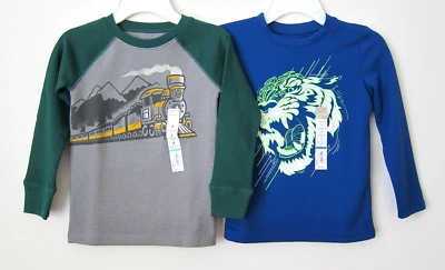 Long Sleeve T-Shirt Size 4 Boy Kid Train Tiger Crewneck Tee Winter Holiday Deals - Image 1 of 4