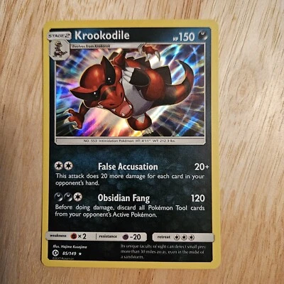 Pokemon Card TCG Krookodile Sun & Moon Base Set 85/149 Holo Rare NM  - Image 1 of 4