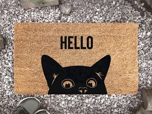 Katzentürmatte - Hallo - Katzenliebhaber - Haustier Geschenkideen - Fußmatte für Tierliebhaber - - Bild 1 von 10