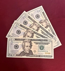 LOT of 4  $20 Consecutive Bills Devil or Angel 666 all Fancy 2017A series PBB - Picture 1 of 11