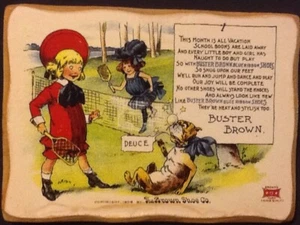 Buster Brown Vintage Decoupaged Ad on Pressed Wood Plaque 6" X 4" Magnet on Back - Picture 1 of 2