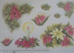 CARTA DA DECOUPAGE - STELLE DI NATALE CON CANDELE - Foto 1 di 1