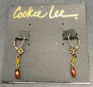 Cookie Lee Crystal & Rhinestone Gold Tone Pierced Earrings 1” - Picture 1 of 3