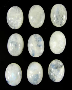 62.20 Ct Natural Rainbow Moonstone Gemstone 10x14 mm Cabochon 9 Pcs Lot - 64271 - Picture 1 of 5