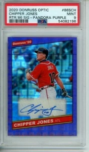 2020 Donruss Optic Chipper Jones Auto /5 Retro Signature Pandora Purple PSA 9 - Bild 1 von 3