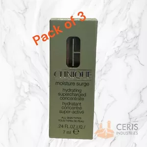 3x CLINIQUE Moisture Surge Hydrating Supercharged Concentrate .24oz/7ml NIB - Picture 1 of 1