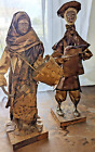 Ensemble de figurines vintage art folklorique mexicain grand village homme et femme en papier mâché