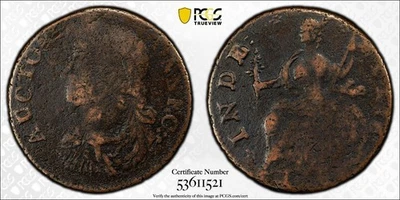 1786 Draped Bust Left Miller 6-K R.5 Connecticut Colonial Half Penny PCGS F Det. - Image 1 of 4