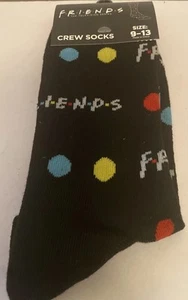 Friends Crew Socks 1 Pair Shoe Black Logo Size 9-13 New TV Series Fast Shipping - Picture 1 of 5