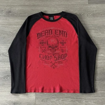 Винтажная мужская тепловая рубашка Y2K No Boundaries XL с длинным рукавом с черепом гранж 2000-е - Изображение 1 из 4