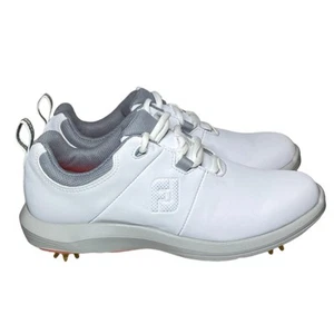 FootJoy eComfort Golf Shoes Women’s 7 White Leather Waterproof Spiked Lace Up - Picture 1 of 14