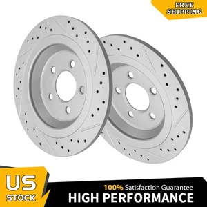 320mm Solid Rear Drilled Brake Rotors for 2015 2016 2017 2018- 2023 Ford Mustang - Picture 1 of 6