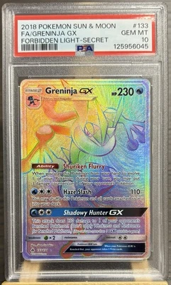 2018 POKEMON SUN & MOON FORBIDDEN LIGHT SECRET #133 FULL ART/GRENINJA GX PSA 10 - Image 1 of 2
