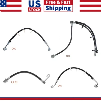 4pcs Front Rear Left & Right Brake Hose Line For 1999-2000 Ford E-250 Econoline - Image 1 of 4