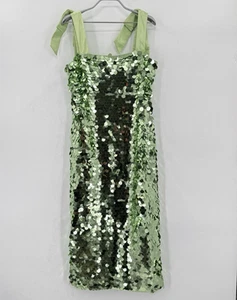 Biesen Mint Chip Pailletten Roxy Kleid Gr. L Ärmellos Midi Cocktail Party - Bild 1 von 6