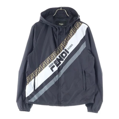 FENDI 18ss X FIRA MANIA Fila Hooded Zip up Nylon Jacket Black FW0832 A601 Used 2 - Image 1 of 4
