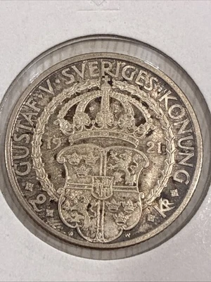 1921-W Sweden Silver Coin 2 Kronor KM-799 400th Political Liberty Gustaf V - Image 1 of 2