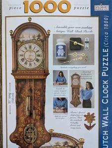 Antique Dutch Clock Puzzle 1000 Piece Quartz Clock Mechanism 1996 Sealed New - Picture 1 of 7