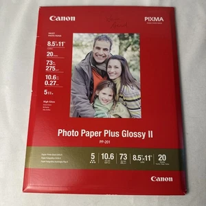 Canon Inkjet Photo Paper Plus Glossy II 8.5" x 11" (Letter) 20 Sheets -E5 Pixma - Afbeelding 1 van 2