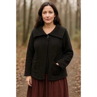 Suéter Carole Little Mujer Pequeño Marrón Chocolate Palomitas Tejido Un Botón Abierto Foto 1 de 4