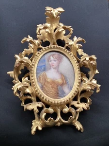 Fine 19th Century, half length portrait miniature in florentine frame - Picture 1 of 11