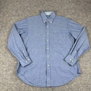 J McLaughlin Button Down Shirt Long Sleeve Blue Chambray Mens Small S - Picture 1 of 11