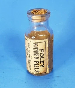 Kidney Pills Medicine Bottle Foley Paper Label 1 3/8" Tall 1 1/8" Diameter - Picture 1 of 7